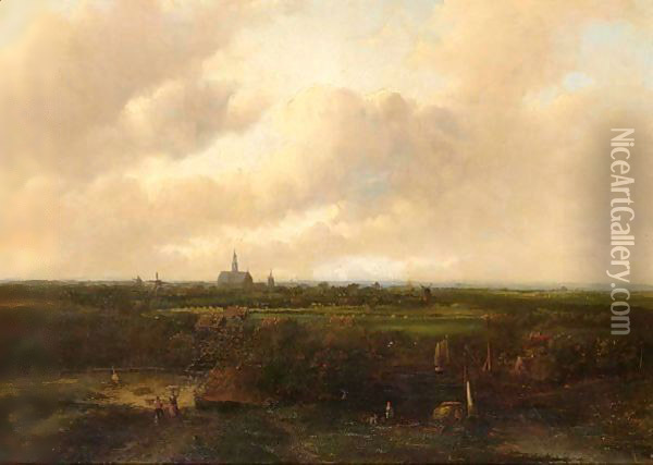 A Panoramic View Of Haarlem Oil Painting - Jan Evert Morel