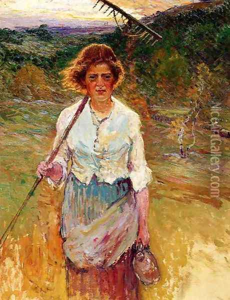 Woman with a Rake Oil Painting - John Joseph Enneking