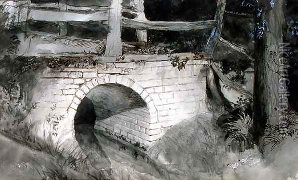 The Small Brick Bridge Oil Painting - John Ruskin
