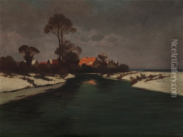 Winter Afternoon Oil Painting - Carl Kuestner