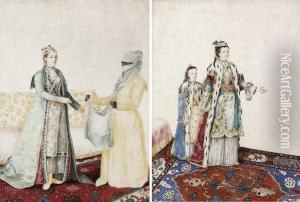 Studier Av Drakter Fran Osmanska Riket Oil Painting - Etienne Liotard