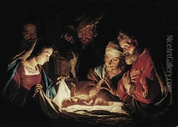 The Adoration of the Shepherds c 1640 1650 Oil Painting - Matthias Stomer