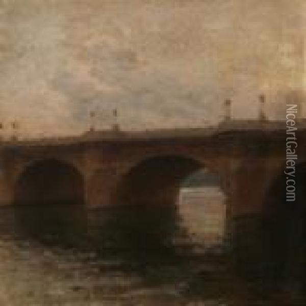 View From Pont Neuf In Paris Oil Painting - Julius Paulsen