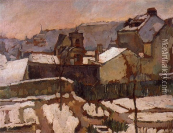 Le Jardin Sous La Neige Oil Painting - Henri Ottmann
