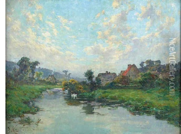 Pastoral River Scene Oil Painting - Ernest Gaston Marche