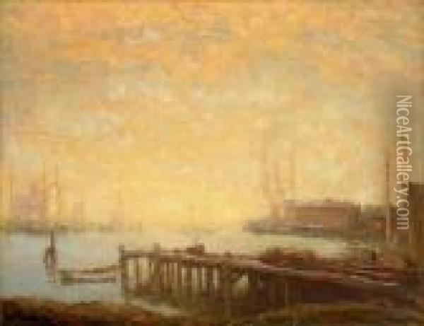 The Harbor Oil Painting - Henry Ward Ranger