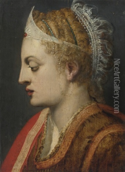 Profile Portrait Of A Woman Oil Painting - Frans Floris the Elder