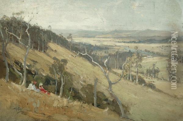 Hawkesbury River Valley, New Southwales Oil Painting - Albert Henry Fullwood