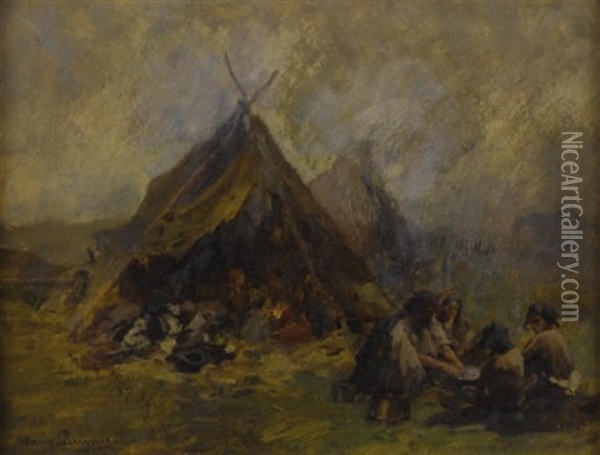 Camping Gypsies Oil Painting - Hans Larwin