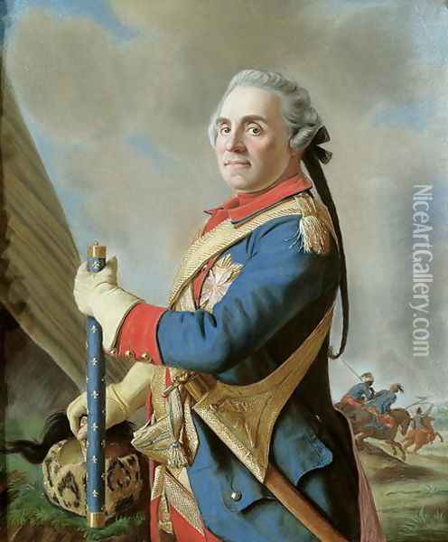 Portrait of Comte Maurice de Saxe 1696-1750 Oil Painting - Maurice Quentin de La Tour