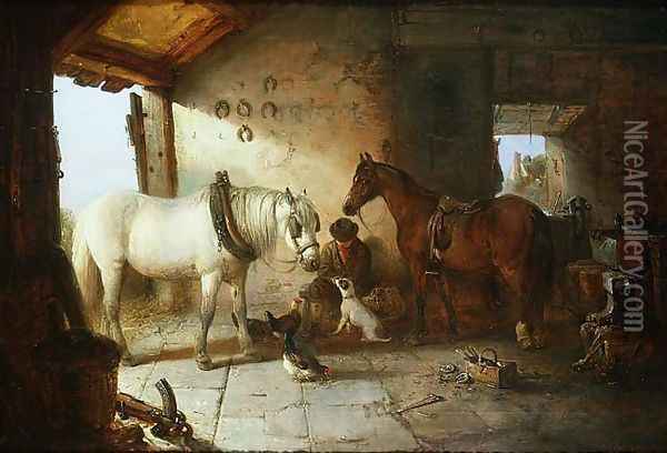 In the Forge Oil Painting - Edward Robert Smythe