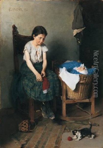 Die Grosse Schwester Oil Painting - Anton Laupheimer