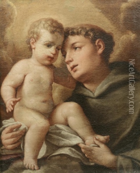 Saint Francis With The Christ Child Oil Painting - Sebastiano Conca