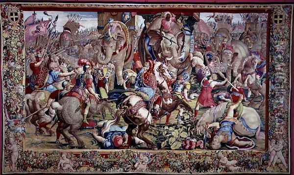 The Battle of Zama, by Giulio Romano 1492-1546 Oil Painting - Giulio Romano (Orbetto)