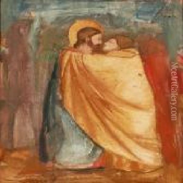 Jesus Og Judas Oil Painting - Ernst Zeuthen