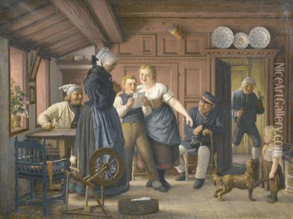 Bauernstube Mit Familie Oil Painting - Carl Ludwig Jessen