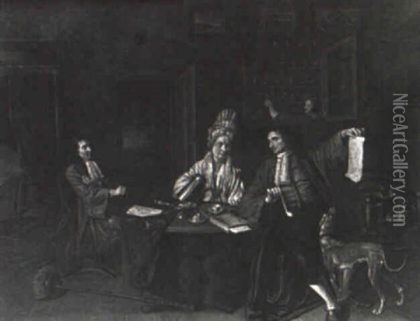 A Tabagie Gathering Of An Artist Showing His Drawings Oil Painting - Jan Josef Horemans the Younger
