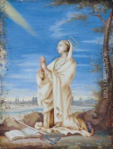 Saint Genevieve Priant Pour Laprotection De Paris Oil Painting - Jacques De Stella