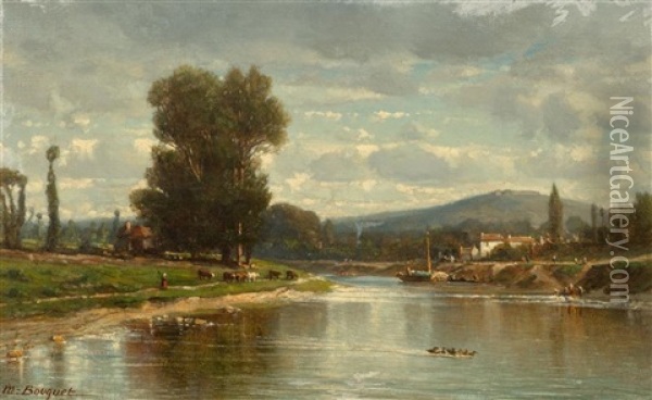 Flusslandschaft Oil Painting - Michel Bouquet