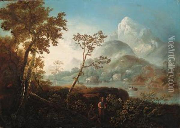 A View Of The Lower Lake Killarney With The Eagle's Nestbeyond Oil Painting - William II Sadler