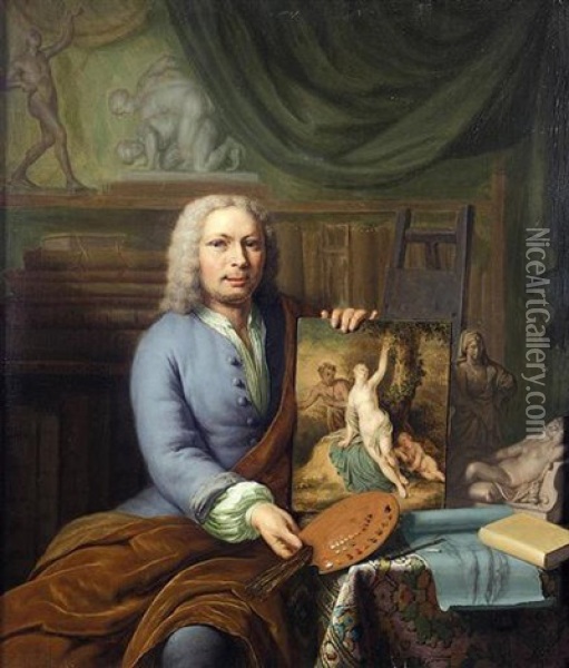 Self-portrait Of The Artist In His Studio Oil Painting - Frans van Mieris the Younger
