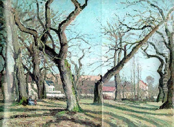 Bois De Chataigniers A Louveciennes Oil Painting - Camille Pissarro