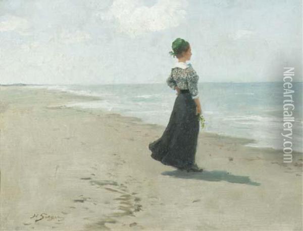 Looking Out To Sea At Fano Island, Denmark Oil Painting - Hermann Seeger