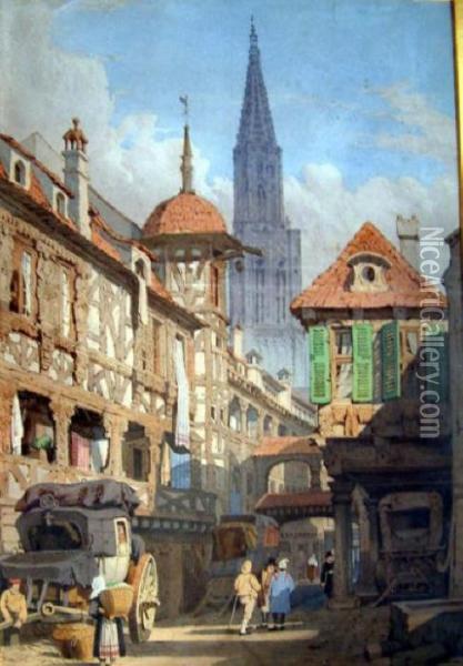 Continental Street Scene Oil Painting - Samuel Prout
