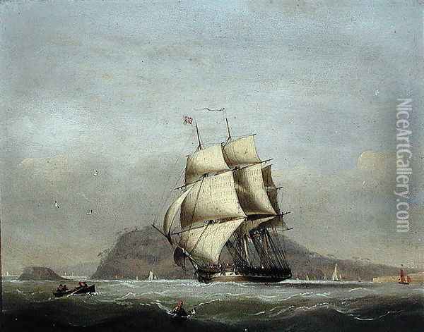 H.M.S. Pique under Sail Oil Painting - Nicholas Matthews (1816-51) Condy