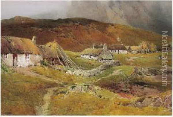 Highland Cottages Oil Painting - Arthur Tucker