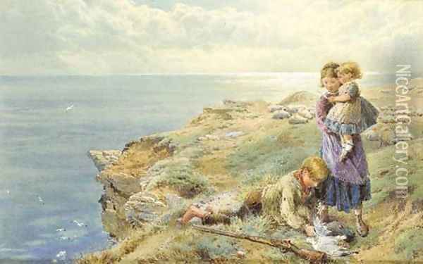 The Young Wild Fowler Oil Painting - Myles Birket Foster