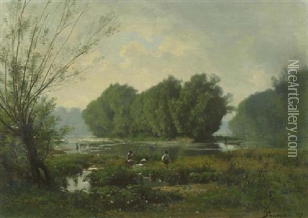 Landschaft Mit Fischern Oil Painting - Francois Louis Francais