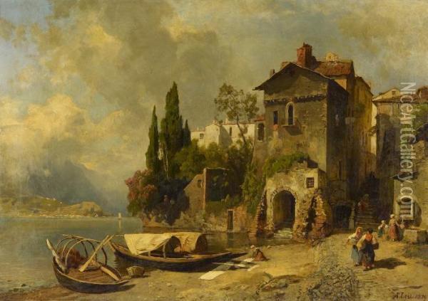 Lago Maggiore Oil Painting - August Wilhelm Leu