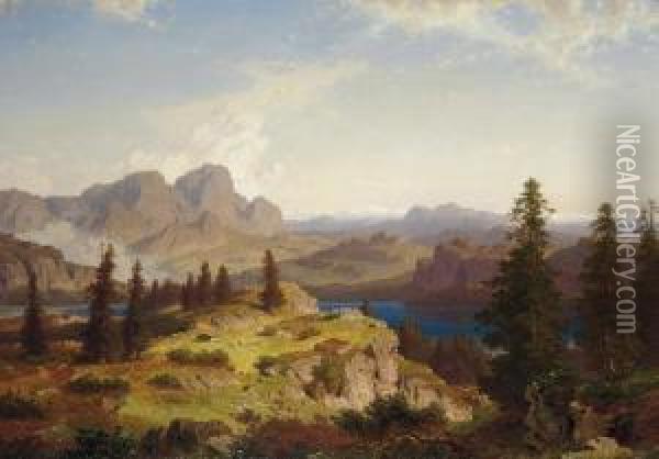 A View In The Dolomites Oil Painting - Casar Metz