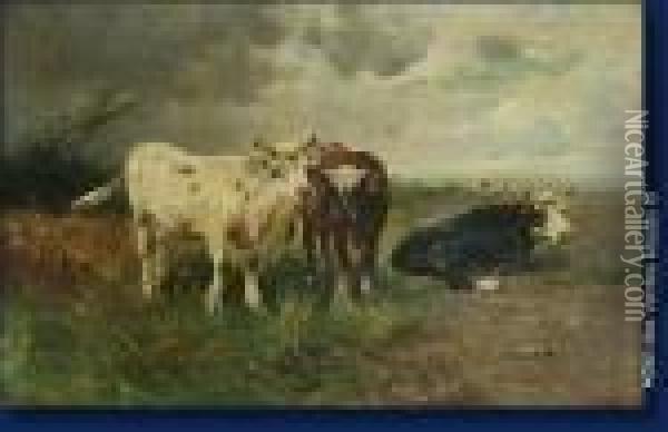 Les Vaches Oil Painting - Henry Schouten