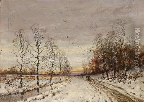 Winterlandschaft Oil Painting - Eugene Fehdmer
