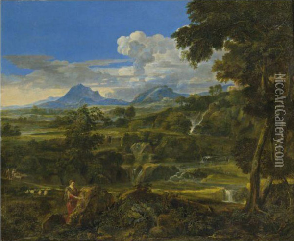Landscape With Shepherds Oil Painting - Jean-Francois Millet