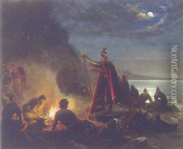 Scene Fra Den Nordiske Mytologi Oil Painting - Niels Anker Lund