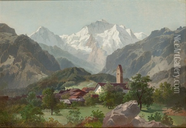 Lauterbrunnen Mit Blick Auf Das Jungfraumassiv Oil Painting - Joseph Nikolaus Butler
