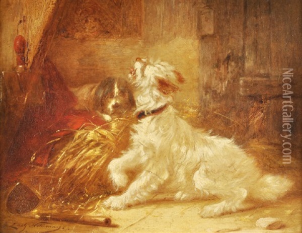 Dos Perros En Un Interior Oil Painting - Zacharias Noterman