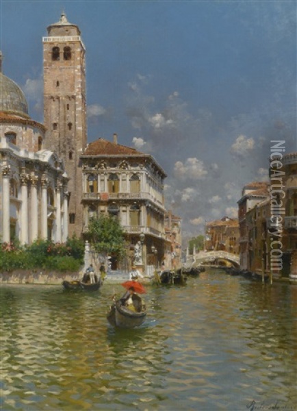 San Geremia And Palazzo Labia, Venice Oil Painting - Rubens Santoro