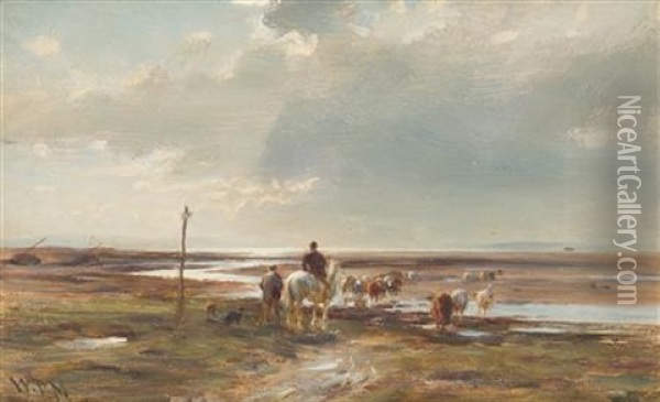 Crossing The Estuary At Low Tide Oil Painting - William Darling McKay