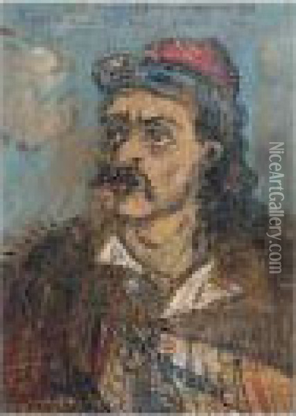 Odysseus Androutsos, Hero Of The 1821 Revolution Oil Painting - Hadjimichail Theophilos