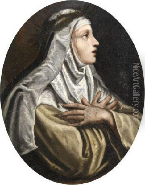 Sainte Catherine De Sienne Oil Painting - Cristofano Allori