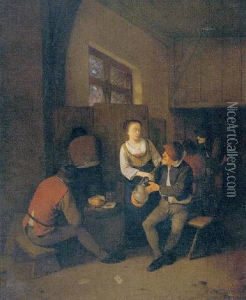 Peasants In A Tavern Oil Painting - Cornelis Pietersz Bega