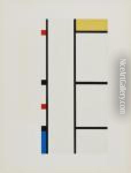 Verticale Rouge, Bleue, Jaune Oil Painting - Piet Mondrian