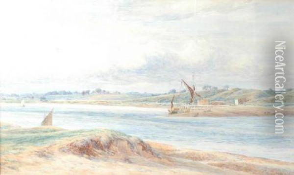 The Quay, Bawdsey, Suffolk Oil Painting - Arthur Evershed