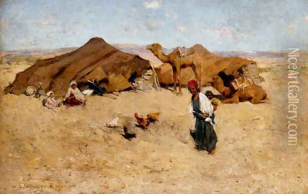 Arab encampment, Biskra Oil Painting - Willard Leroy Metcalf