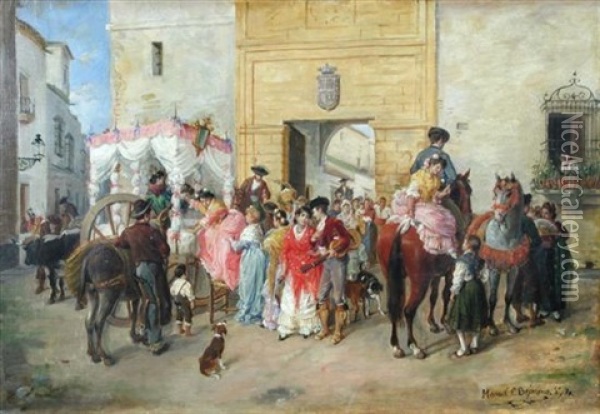 Carnival Day, Seville Oil Painting - Manuel Cabral Aguado Bejarano