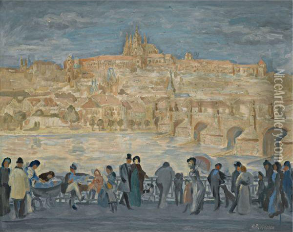 View Of Prague Castle Oil Painting - Antonin Prochazka